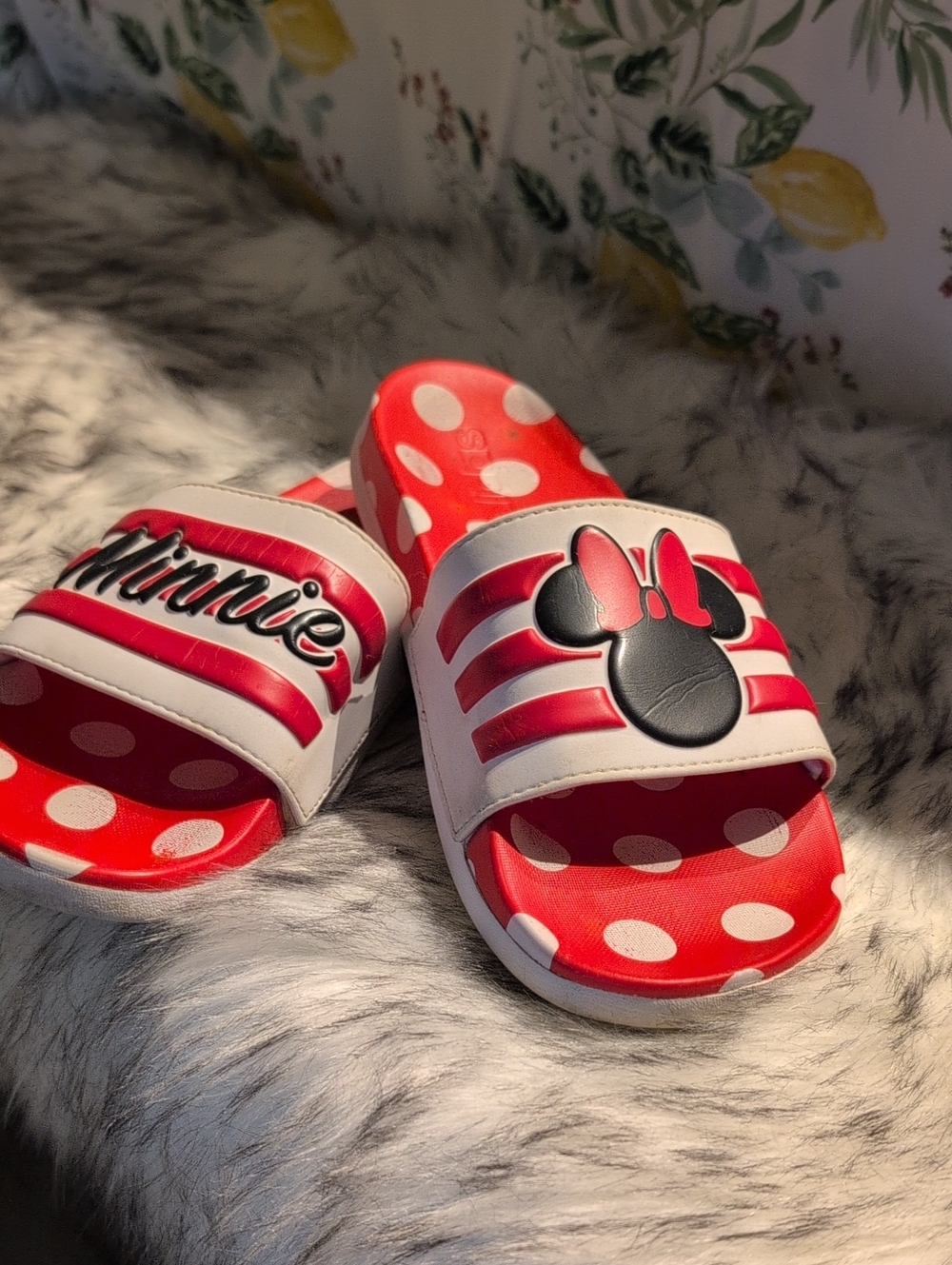 Red & White ADIDAS Disney Slides